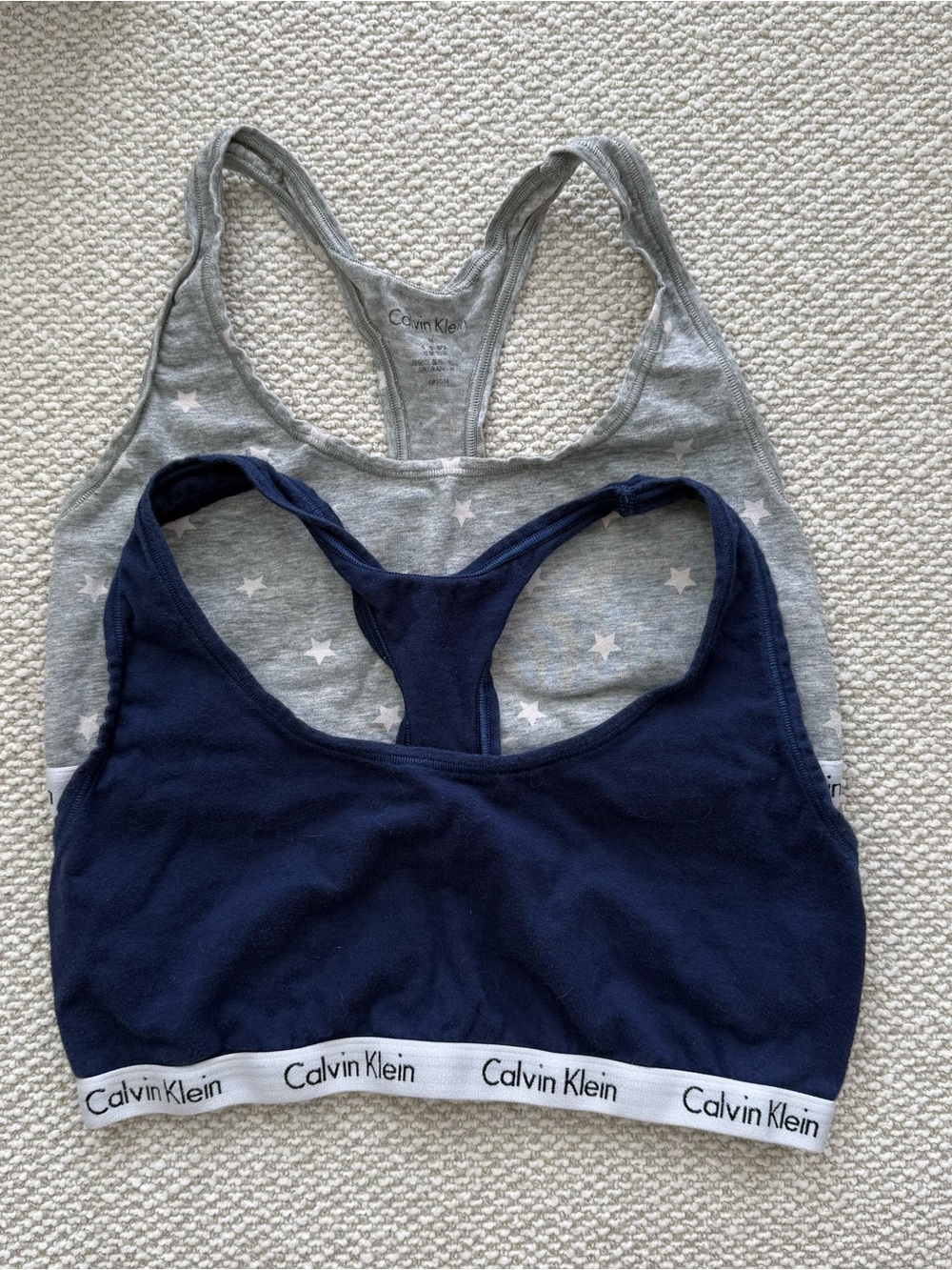 Calvin Klein Navy & Light Gray Star Racerback Bralette Duo